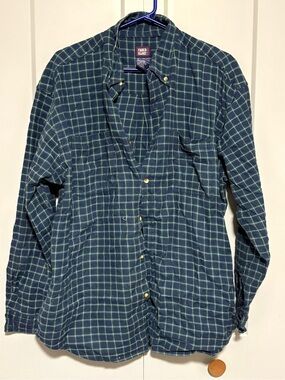 Faded Glory Men's Green Plaid Button-Up Shirt